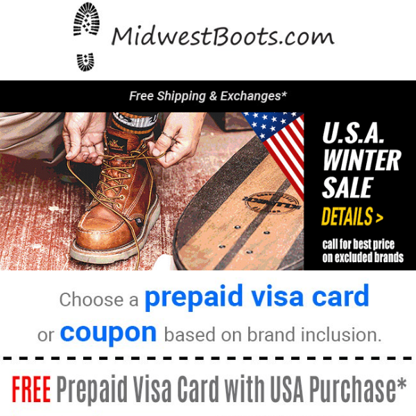Free VISA Gift Card with U.S.A. Boots!