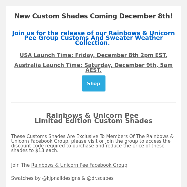 SNEAK PEEK - Rainbows & Unicorn Pee Group Customs