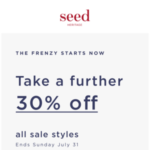 Take a further 30% off all sale styles