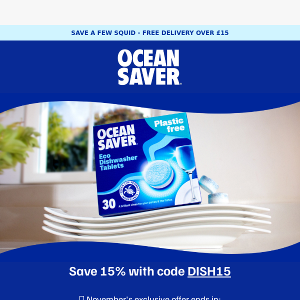Ocean Saver - your 15% November discount code is expiring