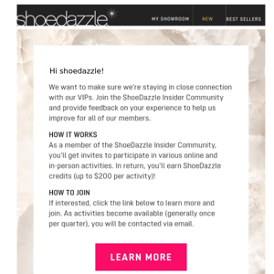 Join Our ShoeDazzle Insider Community and Get Rewarded