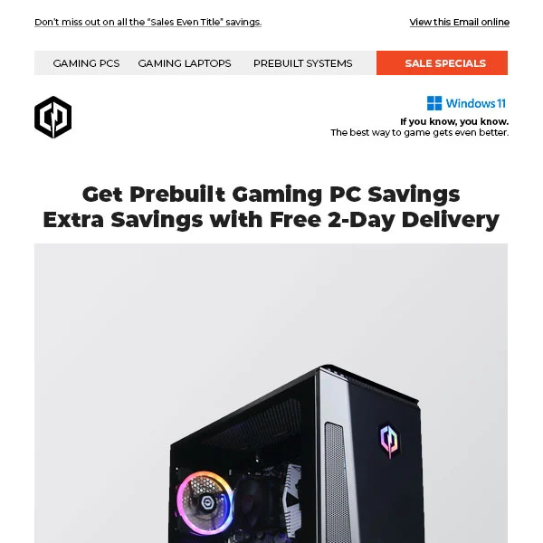 ✔ Prebuilt Gaming PC Deals – Extra Savings with Free Shipping