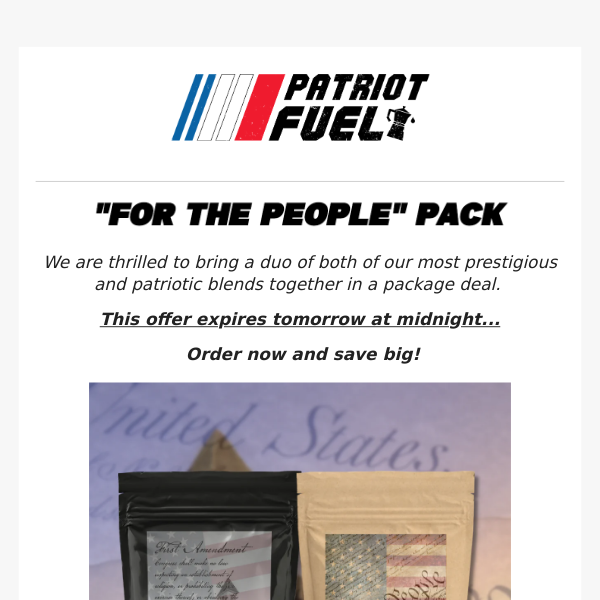 Offer expiring at midnight:  "For The People" Pack on sale now!