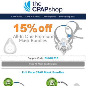 Hot Deal! 15% Off CPAP Mask + One Year of Supplies—Starting at $126