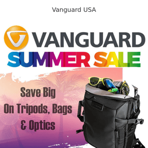 Big summer sale on Vanguard tripods, bags & optics