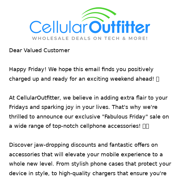 Cellular Outfitter, Let's Kick Off The Weekend 👉