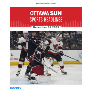 Ottawa Senators start December with disappointing 4-2 loss in Columbus