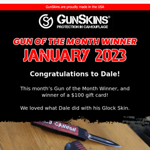 And the $100 GunSkins Gift Card Winner is…