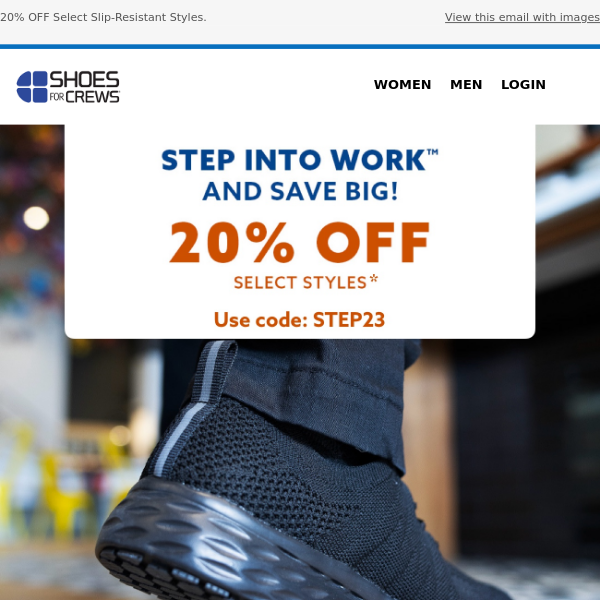 Step Into 20% Off Slip-Resistant Work Shoes