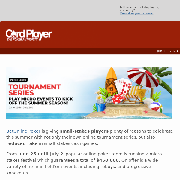 💰 BetOnline Poker Summer Micro Tournament Series Now Running