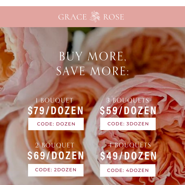 2 Days Only: Garden Roses $49/dozen