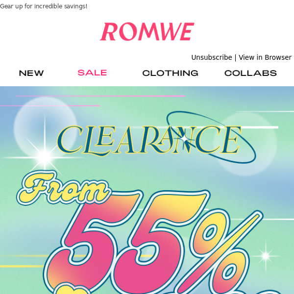 Clearance sale: FROM 55% OFF