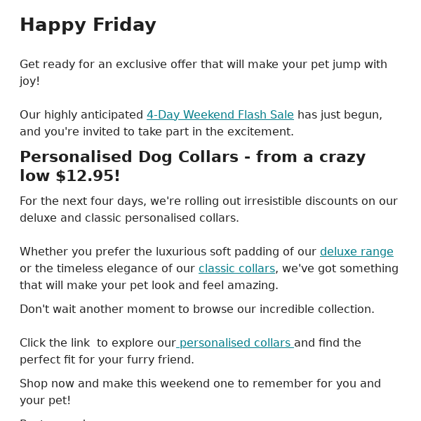 Personalised Collars $12.95! 🐕