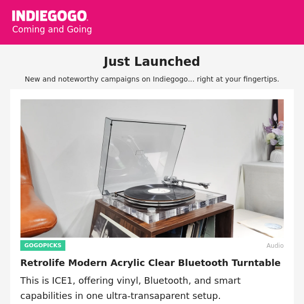 Coming and Going on Indiegogo: ICE1, Core One, MetMo Pocket Driver, and more