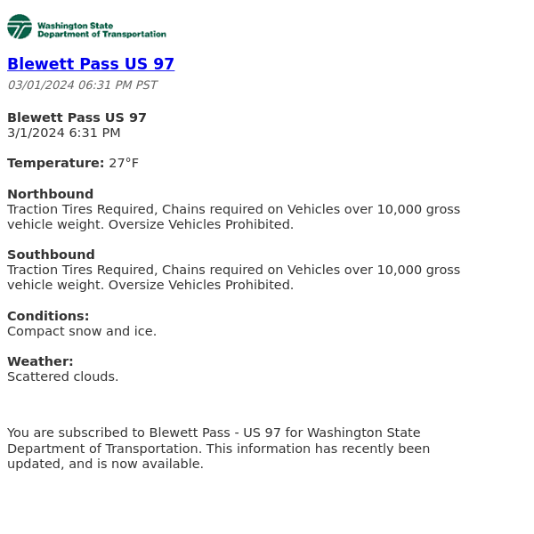 Blewett Pass US 97