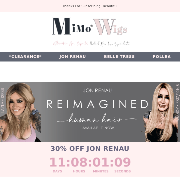 🤫 30% OFF Jon Renau at MiMo 😍 August Sale at MIMO WIGS