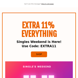 EXTRA 11% OFF EVERYTHING + Up to 60% OFF