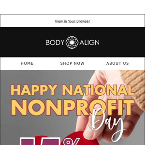 Support Wellness, Save 15% - National Nonprofit Day!