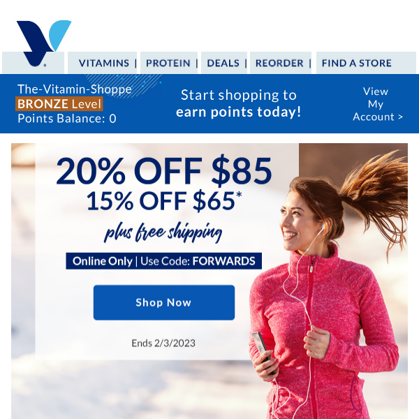 The Vitamin Shoppe, you scored up to 20% off!