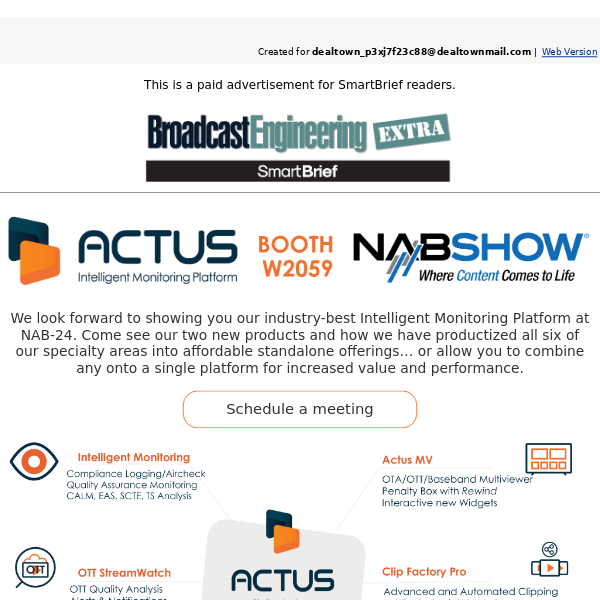 Register to See New Actus Products Unveiled at NAB-24