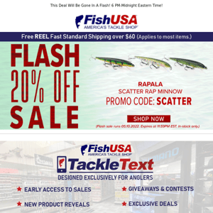 Flash Sale! 20% Off Rapala Scatter Rap Minnows!