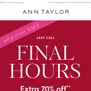 Final Hours! Extra 70% Off ALL Sale Styles