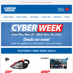 Cyber Week is on now until November 29th. Shop featured deals.