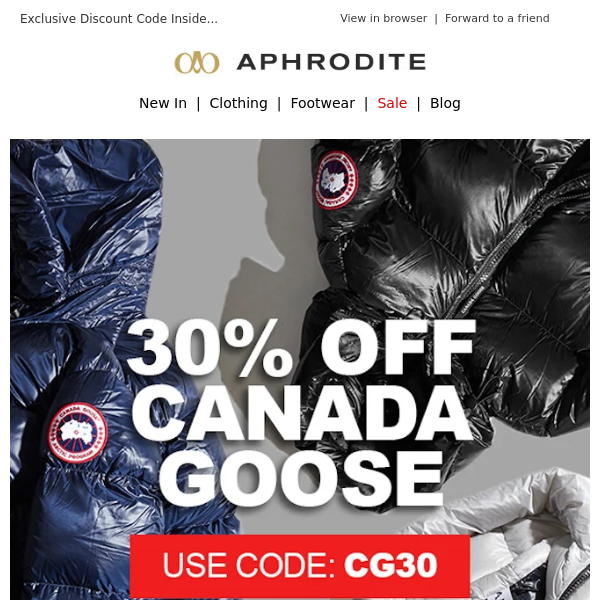 30% Off Canada Goose : 48 Hours Only! - Aphrodite Clothing
