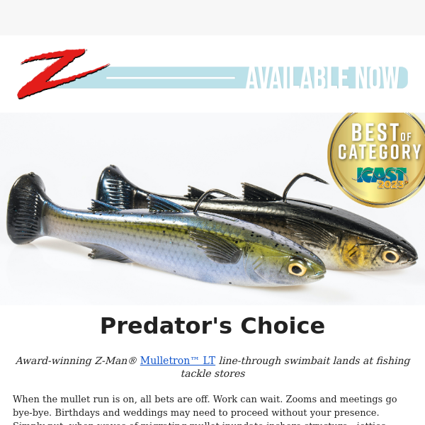 AVAILABLE NOW: Z-Man Mulletron LT Swimbait - Zman Fishing Products