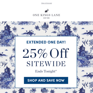 Final Hours for 25% Off Sitewide*