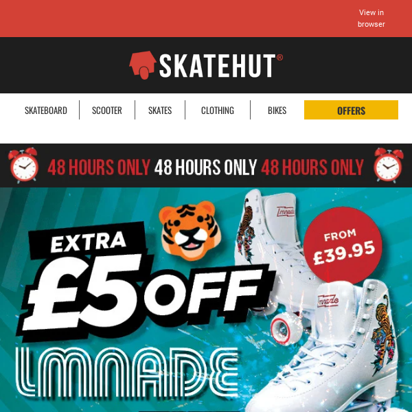 🛼 Extra £5 Off LMNADE Tiger Roller Skates! 🛼 48 HOURS ONLY!