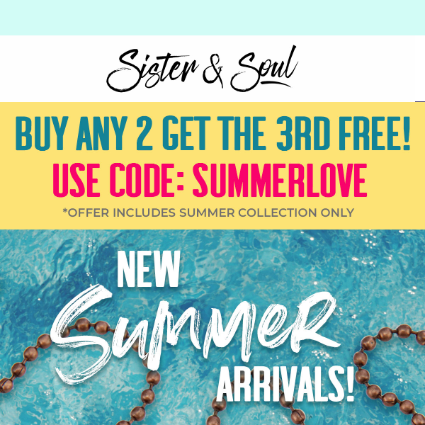 NEW SUMMER! 🌴 Buy 2 Get 1 FREE! 🌴