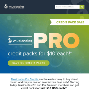 2 Days Only: $10 Credit Packs!