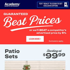 Update Your Patio Set,  Starting at $99.99.