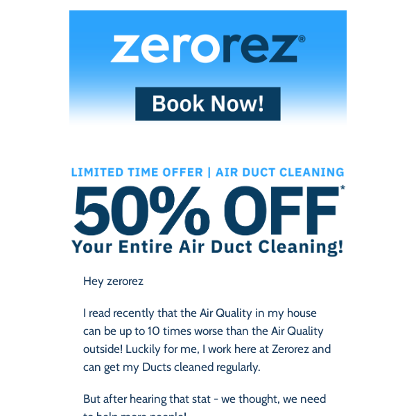 50% off Duct Cleaning? 😍 You better believe it.