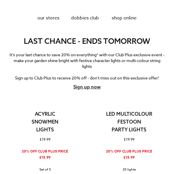 Save With Our 20 Off Club Plus Event