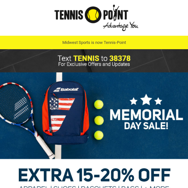 FREE GIFT + Memorial Day Sale Starts NOW! - Tennis Point