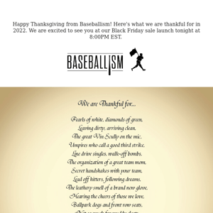 Happy Thanksgiving from Baseballism!