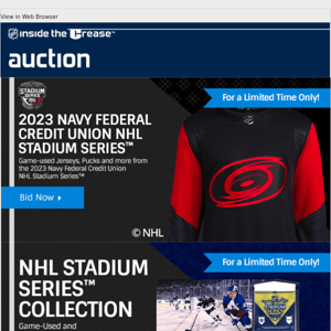 2023 Navy Federal Credit Union NHL Stadium Series™ Game-Used Auction