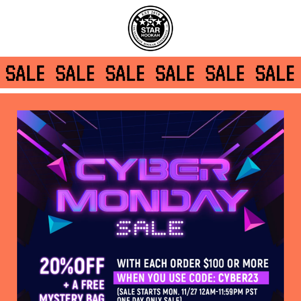 Don't Miss Our CYBER MONDAY Deals! 20% OFF + Free Mystery Bag
