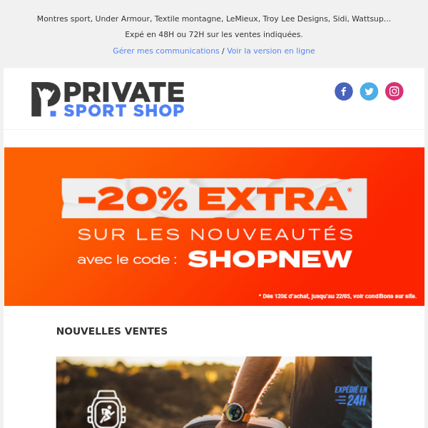 Code SHOPNEW ▷ -20% extra sur la Nouvelle Collection - Private Sport Shop