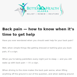 Signs it’s time to get help for your back pain