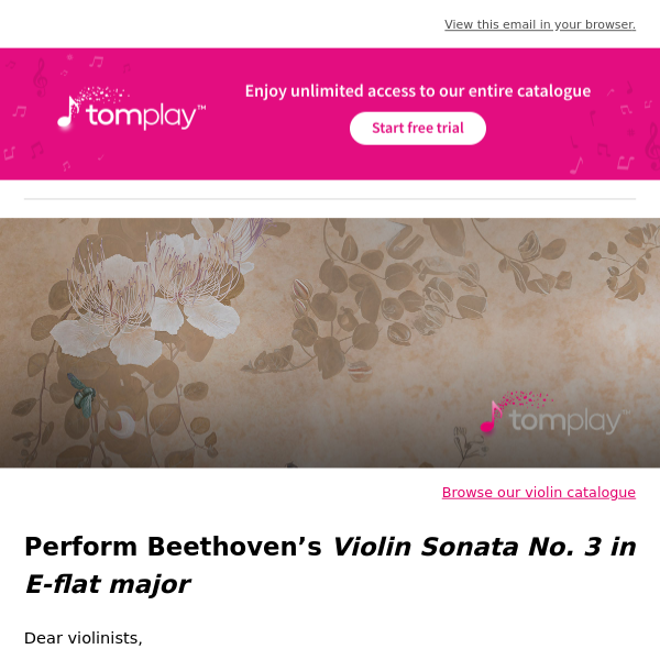 🎻 New sheet music: Perform Beethoven’s Violin Sonata No. 3 in E-flat major