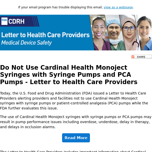 Do not use Cardinal Health Monoject Syringes with Syringe Pumps and PCA Pumps