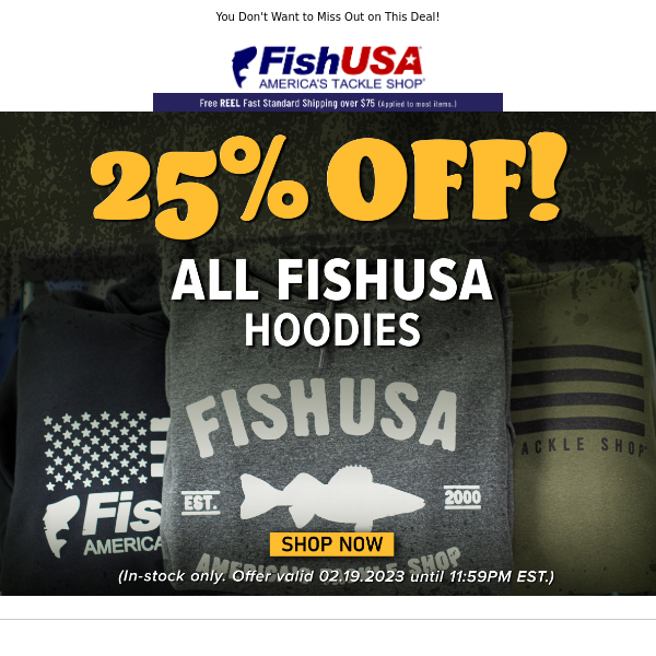FishUSA Hoodies 25% Off Tonight Only!