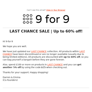 Grab Your Last Chance: Up to 60% Off on Discontinued Products