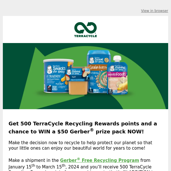 Your chance to win Gerber® prizes is here