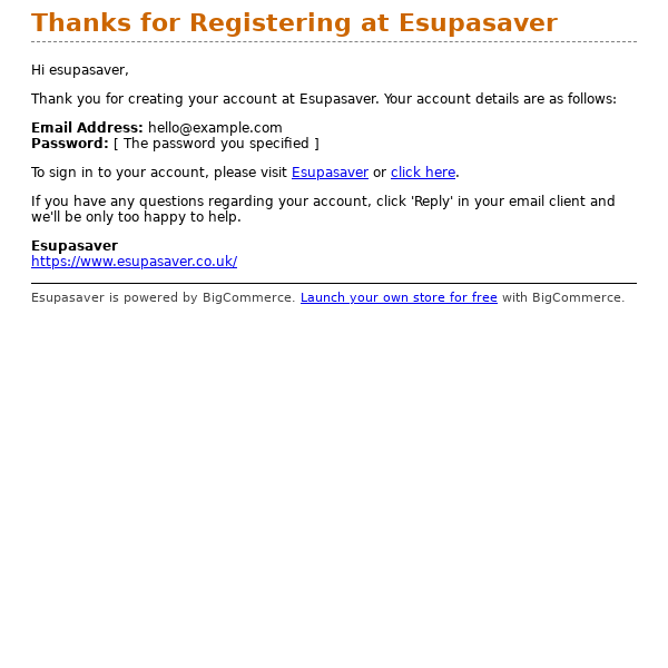 Thanks for Registering at Esupasaver