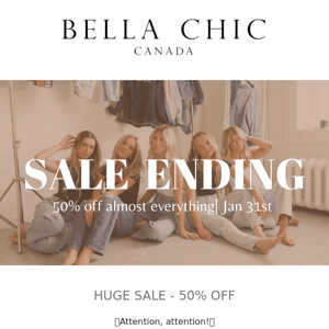 SALE ENDING! 50% off sale ending in less then a week!