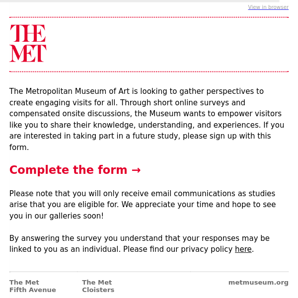 Help The Met understand visitors like you